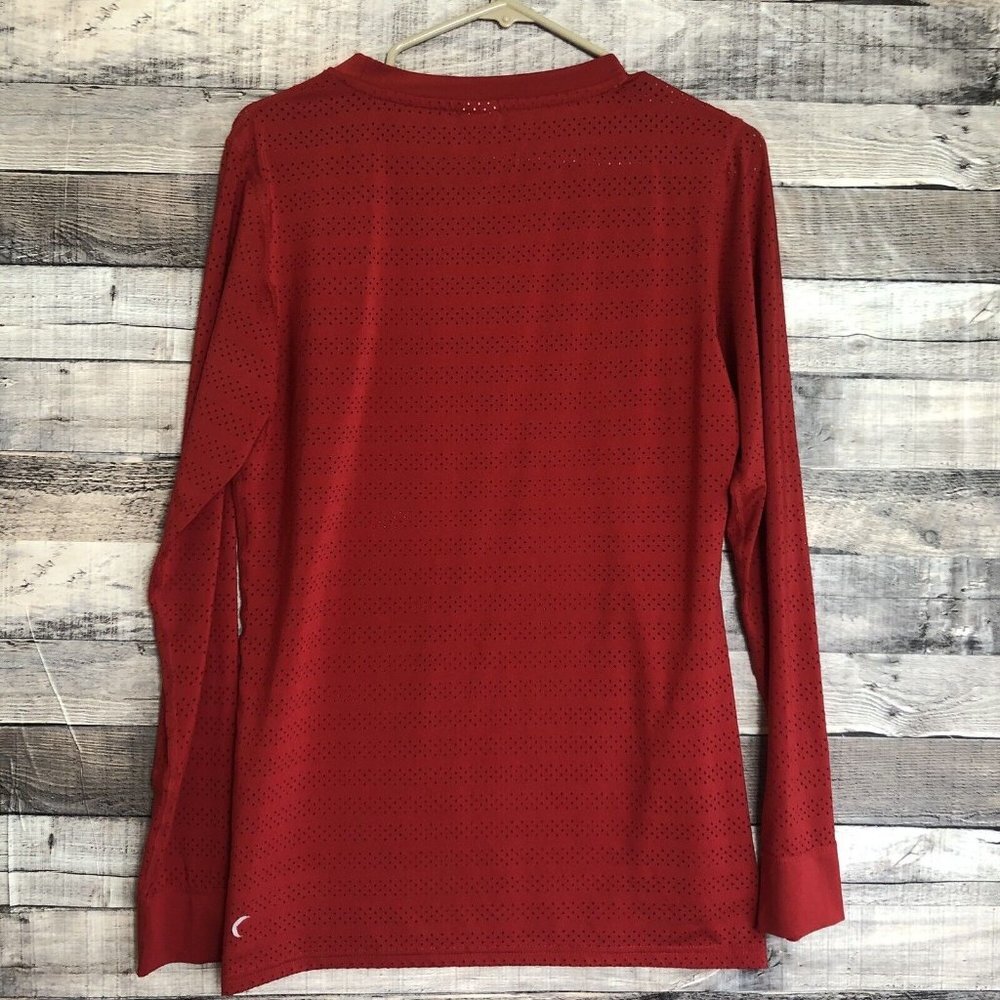 Zyia Active Shirt Womens Large Red Long Sleeved Perforated Mesh Workout Athletic - Picture 2 of 9